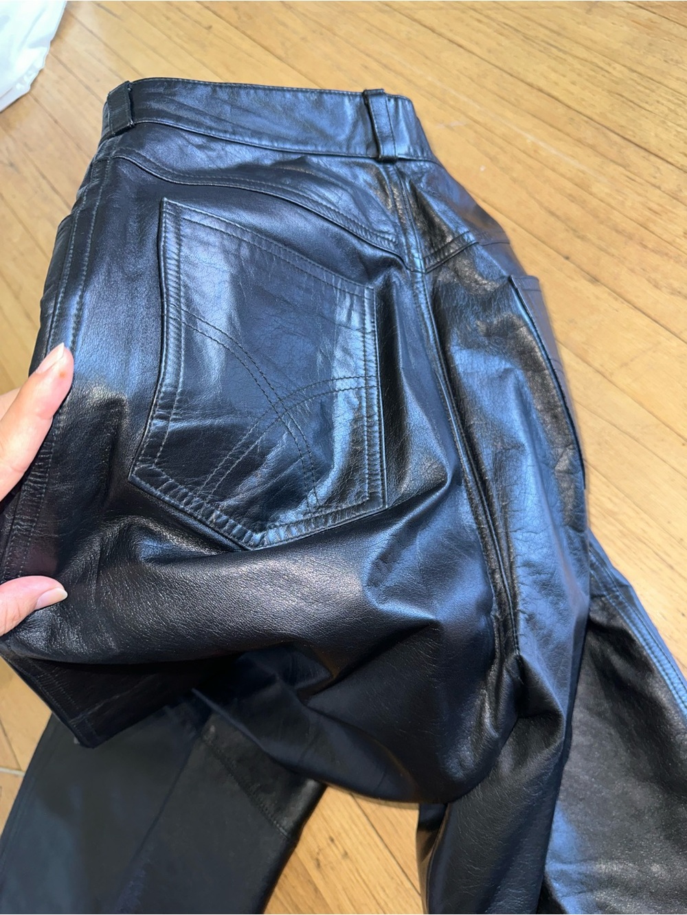 Black Faux Leather High-Rise Straight Leg Pants - Picture 9 of 9